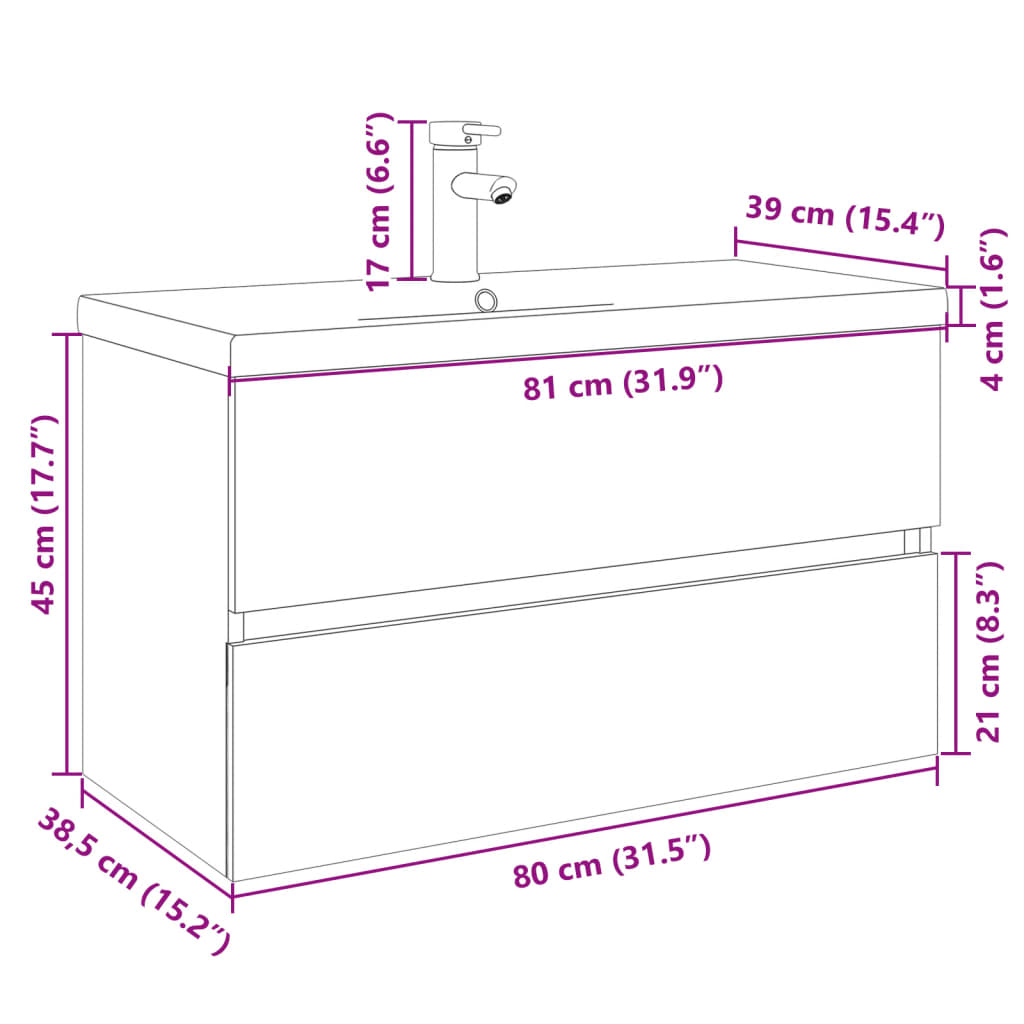 Ensemble de meubles de bain 2pcs céramique et bois d'ingénierie - XIOS
