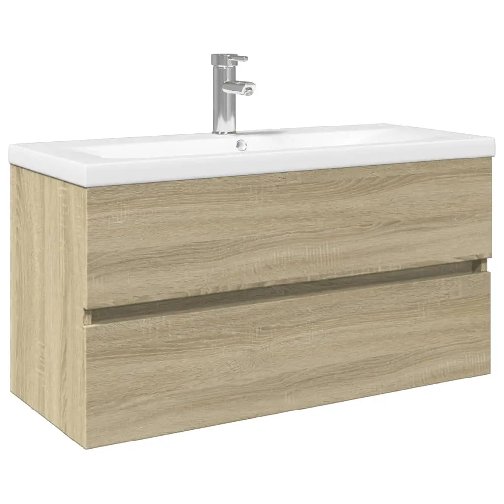 Ensemble de meubles de bain 2pcs céramique et bois d’ingénierie - XIOS