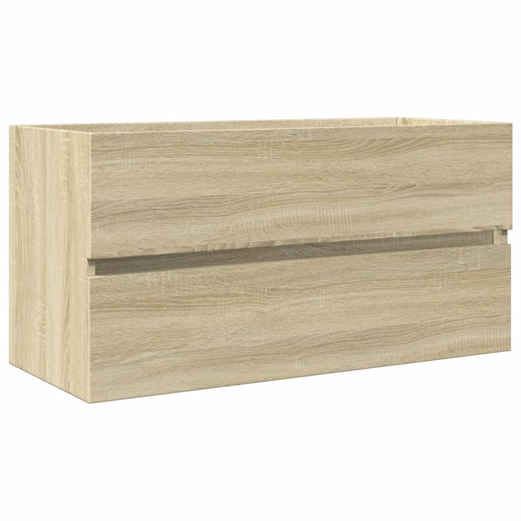 Ensemble de meubles de bain 2pcs céramique et bois d'ingénierie
