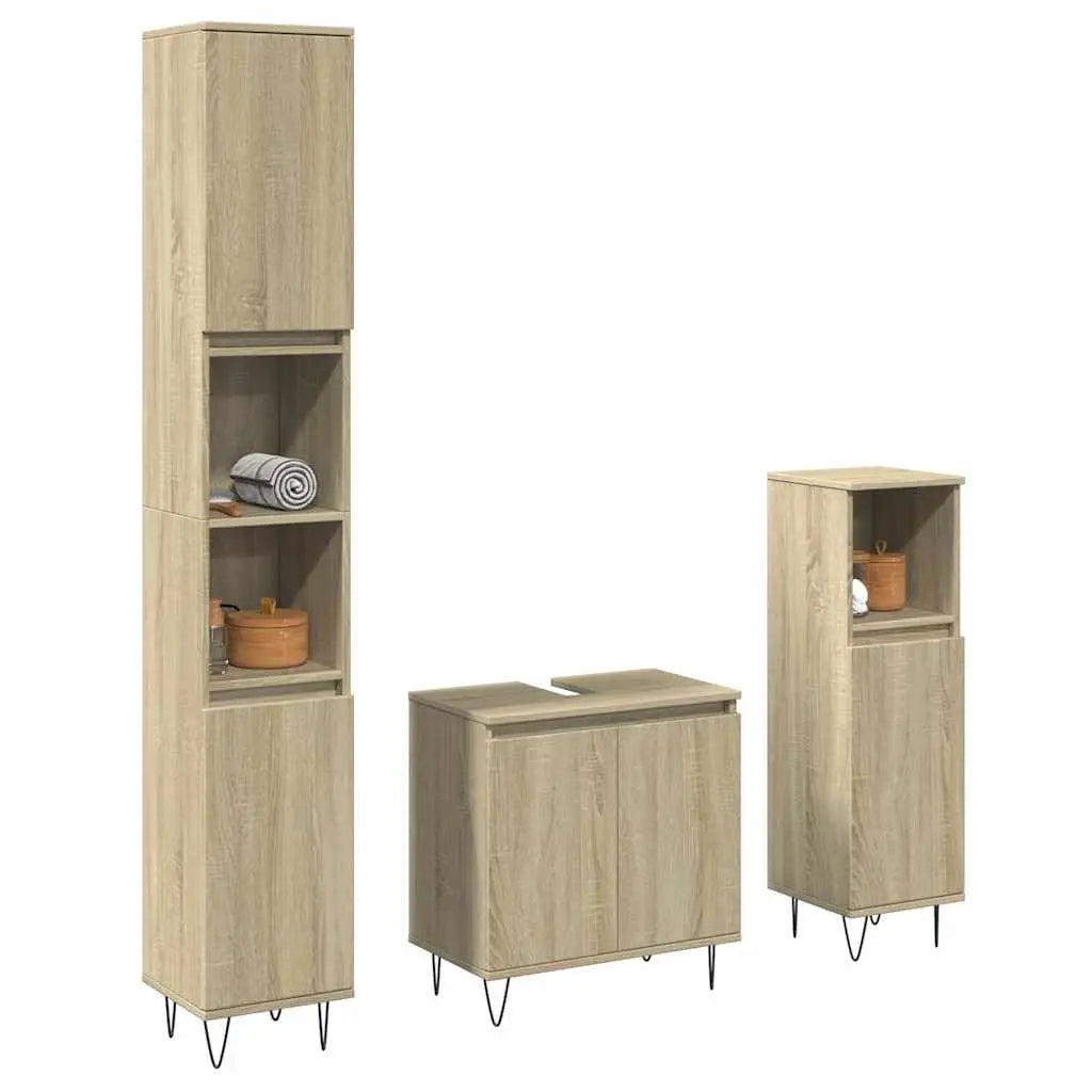 Ensemble de meubles de salle de bain 3 pcs chêne sonoma - XIOS