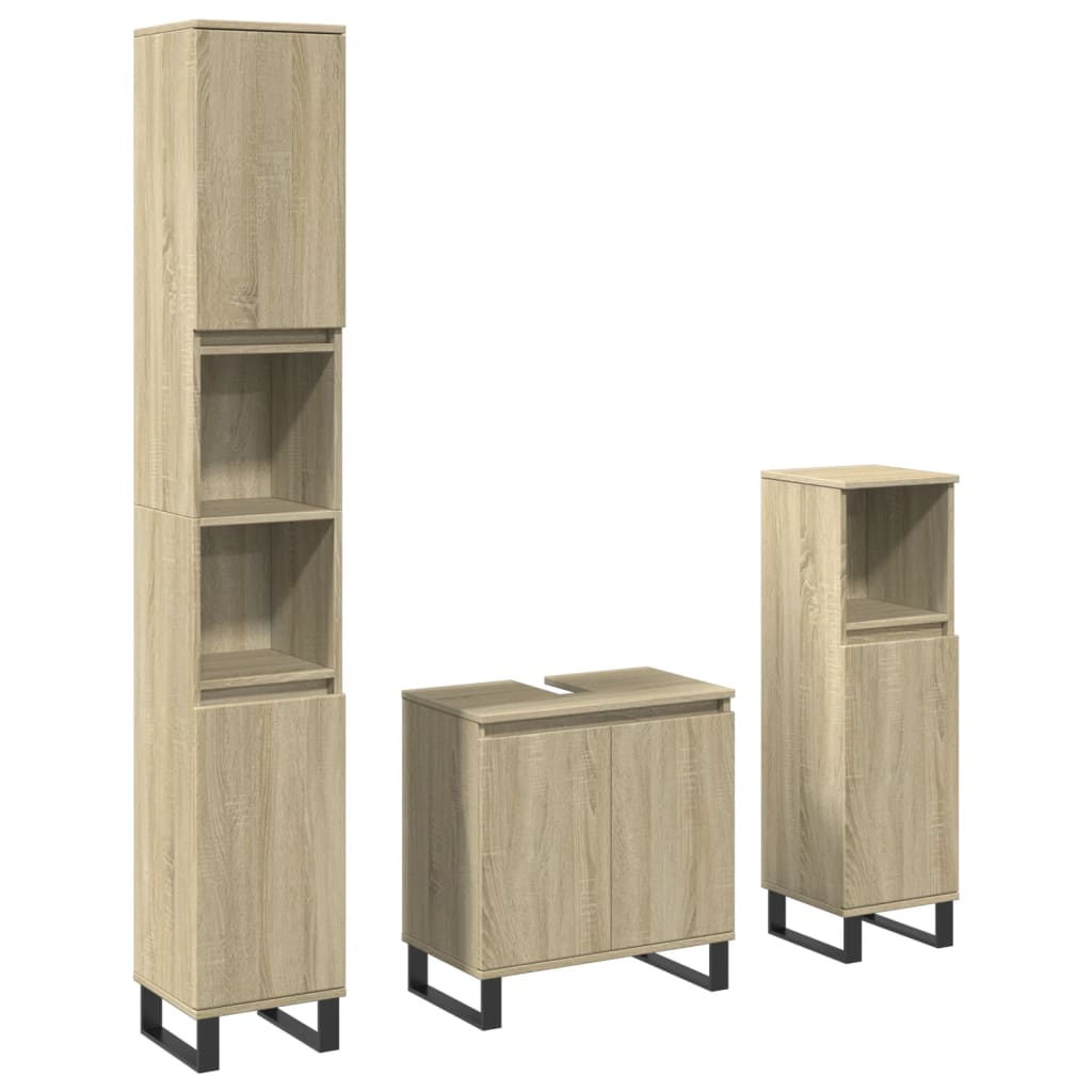 Ensemble de meubles de salle de bain 3 pcs chêne sonoma