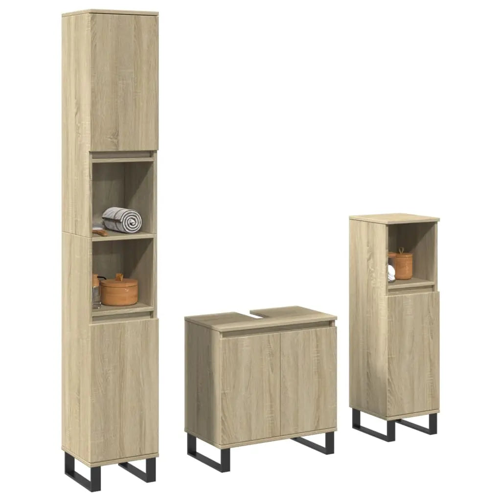 Ensemble de meubles de salle de bain 3 pcs chêne sonoma - XIOS
