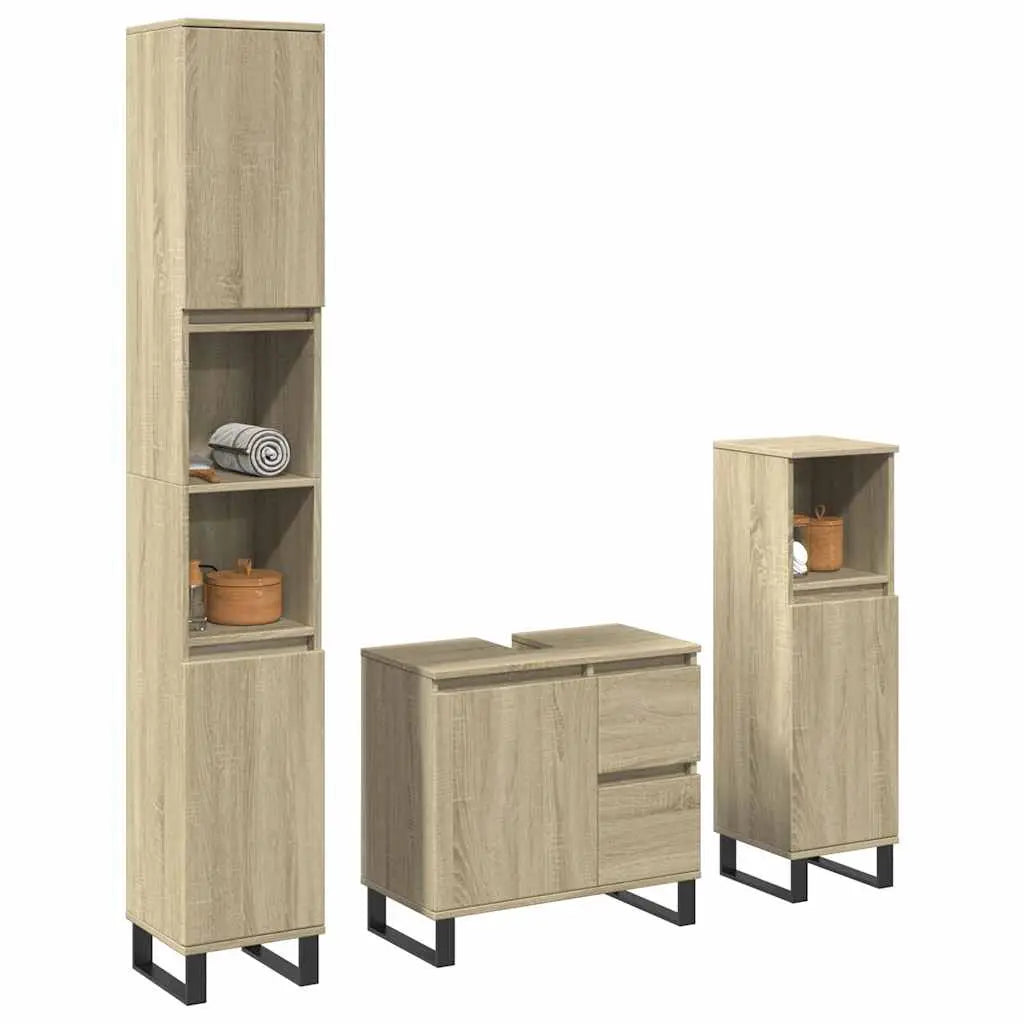 Ensemble de meubles de salle de bain 3 pcs chêne sonoma - XIOS
