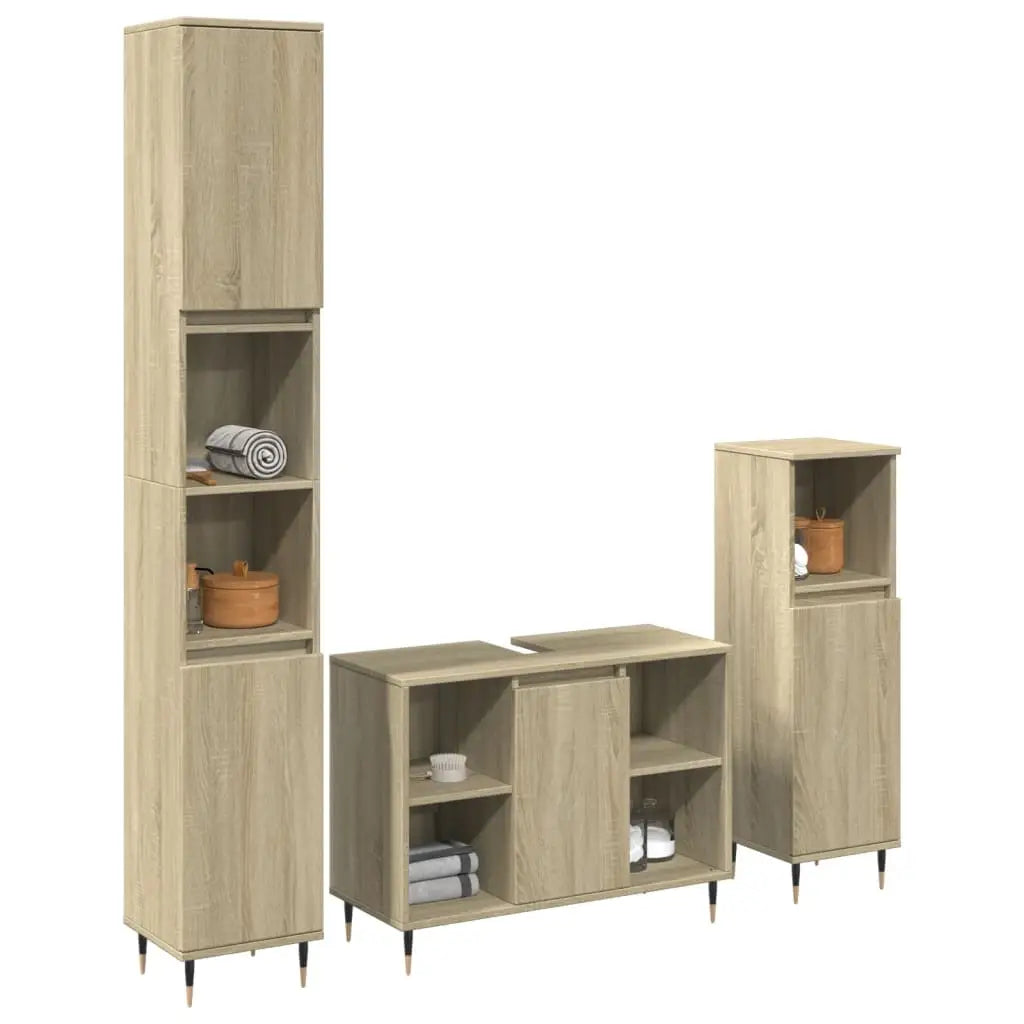 Ensemble de meubles de salle de bain 3 pcs chêne sonoma - XIOS
