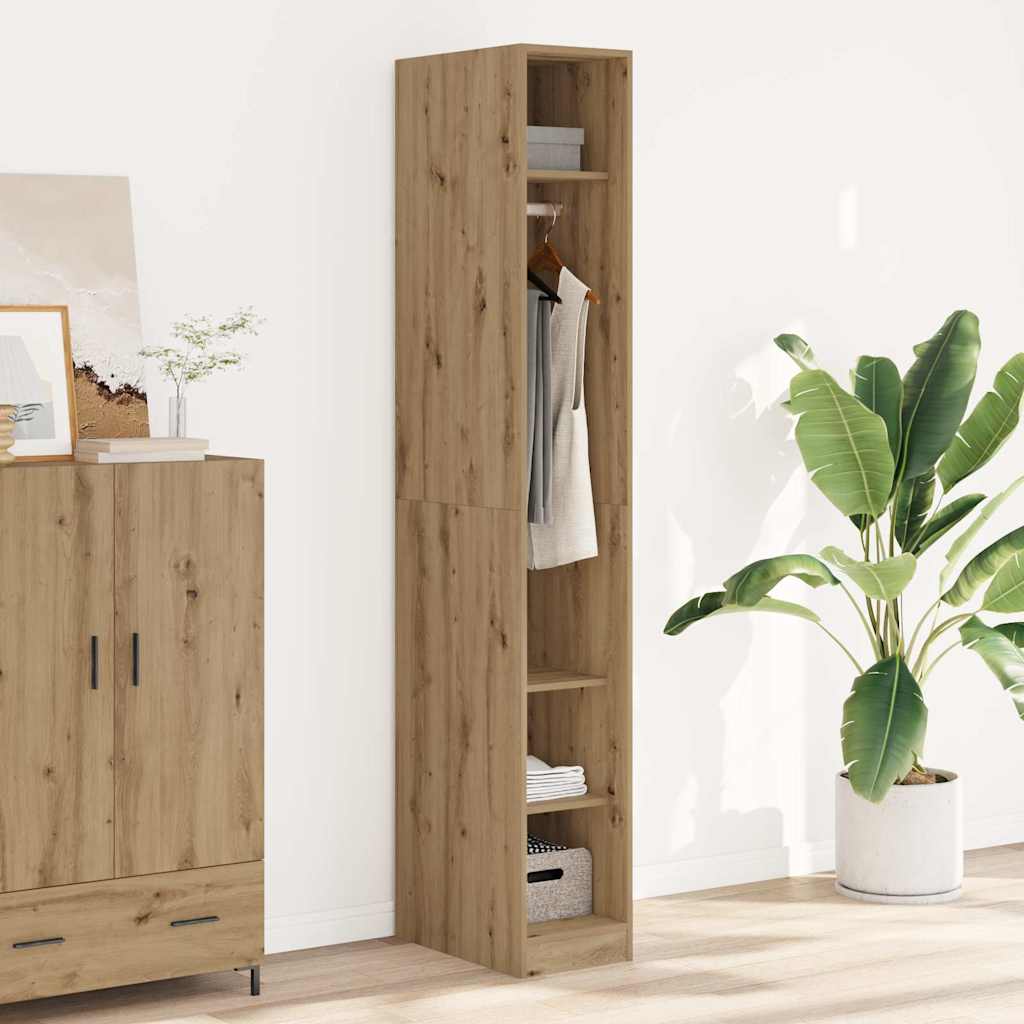 Garde-robe chêne artisanal 30x50x200 cm bois d'ingénierie - XIOS