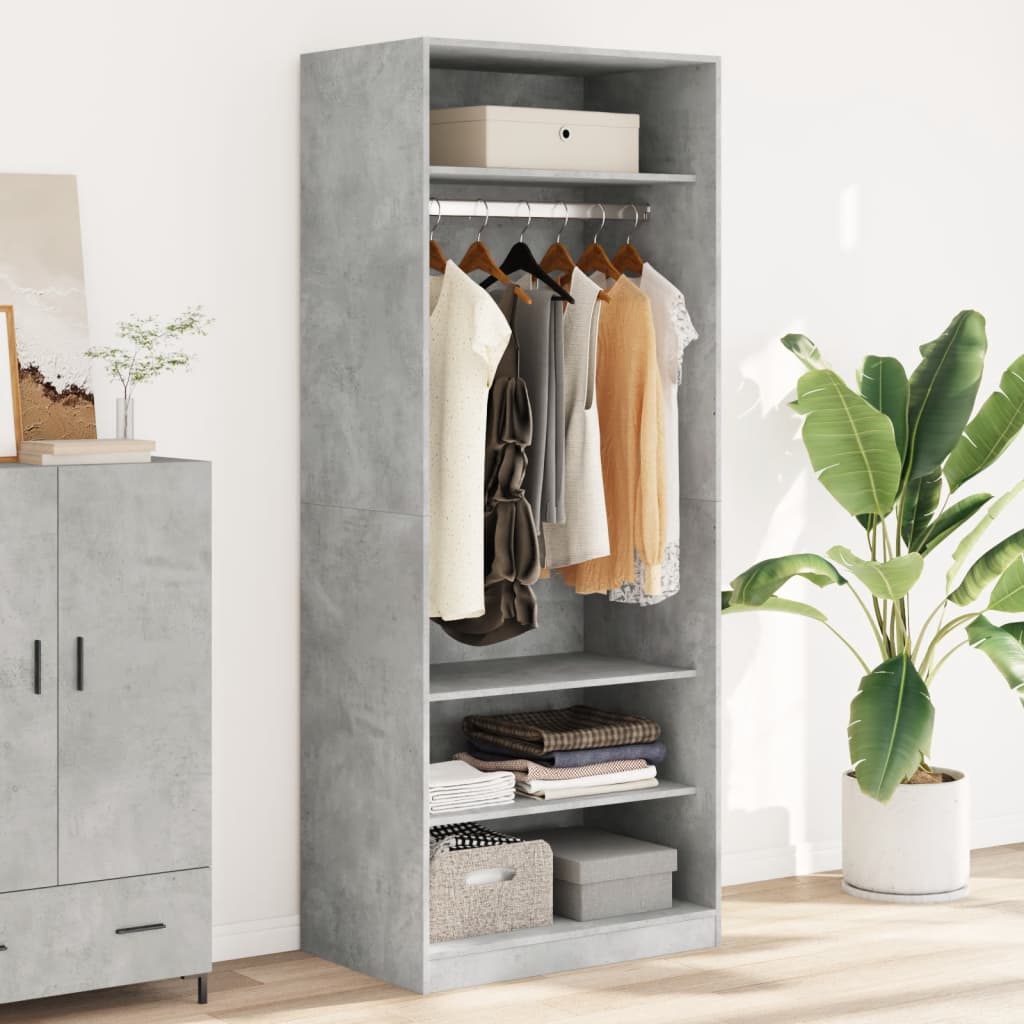 Garde-robe gris béton 80x50x200 cm bois d'ingénierie - XIOS