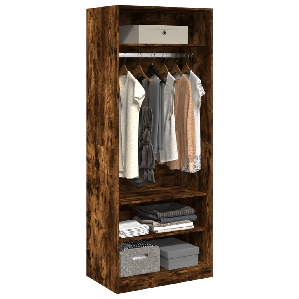 Garde-robe chêne fumé 80x50x200 cm bois d'ingénierie - XIOS