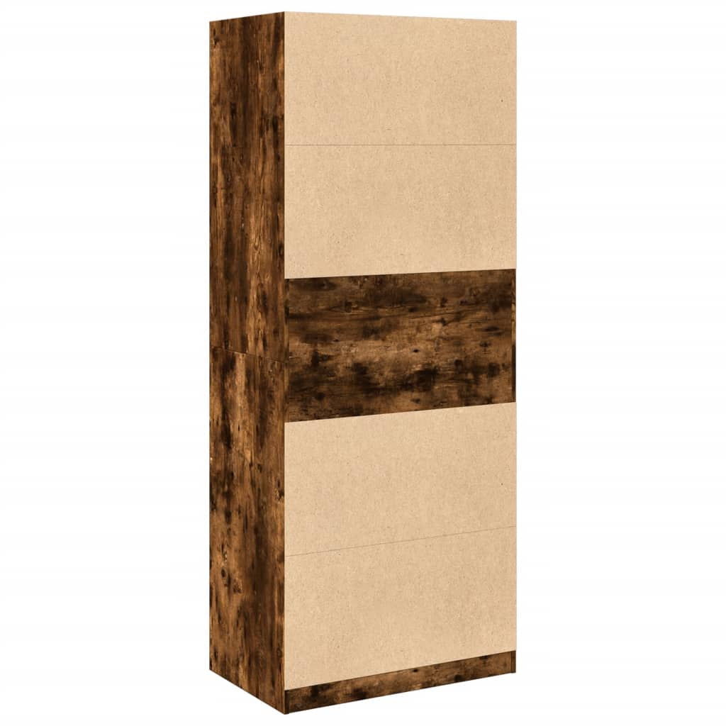 Garde-robe chêne fumé 80x50x200 cm bois d'ingénierie - XIOS