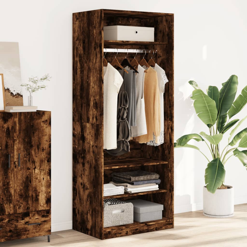 Garde-robe chêne fumé 80x50x200 cm bois d'ingénierie - XIOS