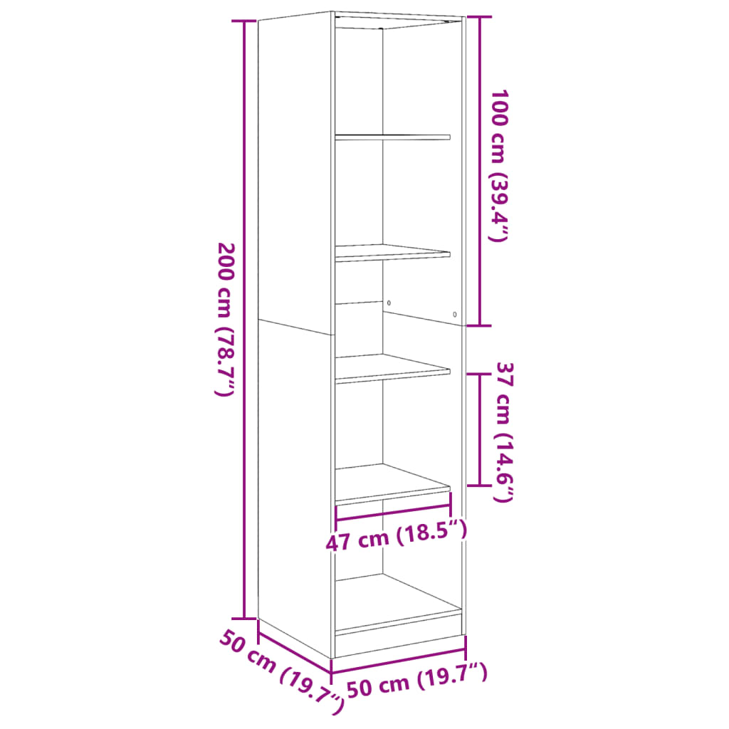 Garde-robe Chêne sonoma 50x50x200 cm Bois d'ingénierie - XIOS