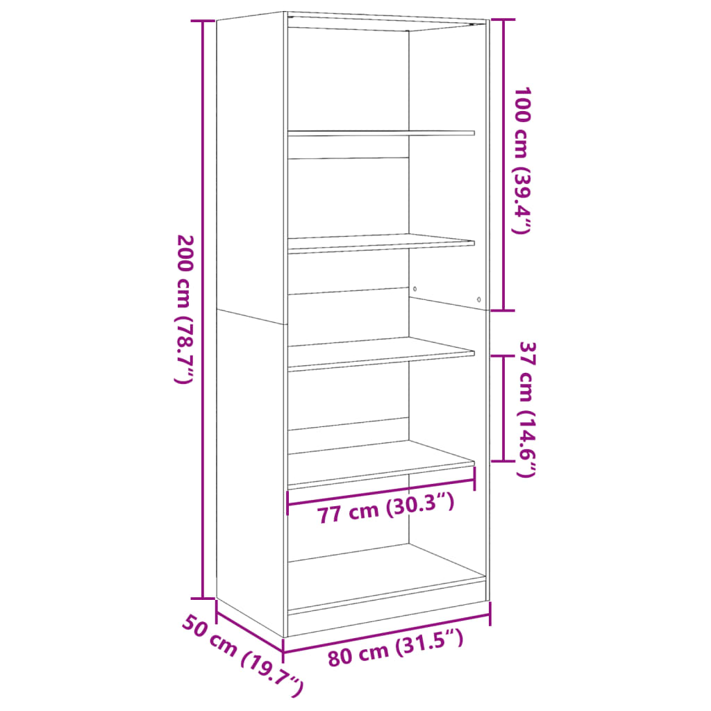 Garde-robe sonoma gris 80x50x200 cm bois d'ingénierie - XIOS