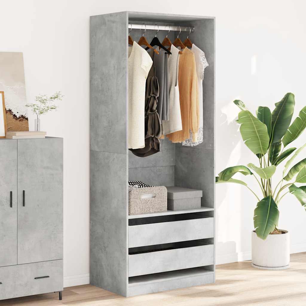 Garde-robe gris béton 80x50x200 cm bois d'ingénierie - XIOS
