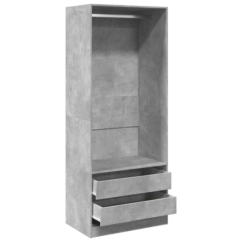 Garde-robe gris béton 80x50x200 cm bois d'ingénierie - XIOS