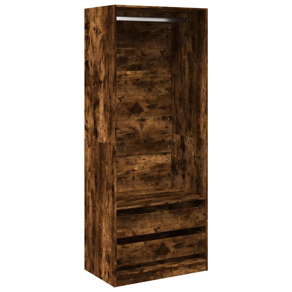 Garde-robe chêne fumé 80x50x200 cm bois d'ingénierie - XIOS