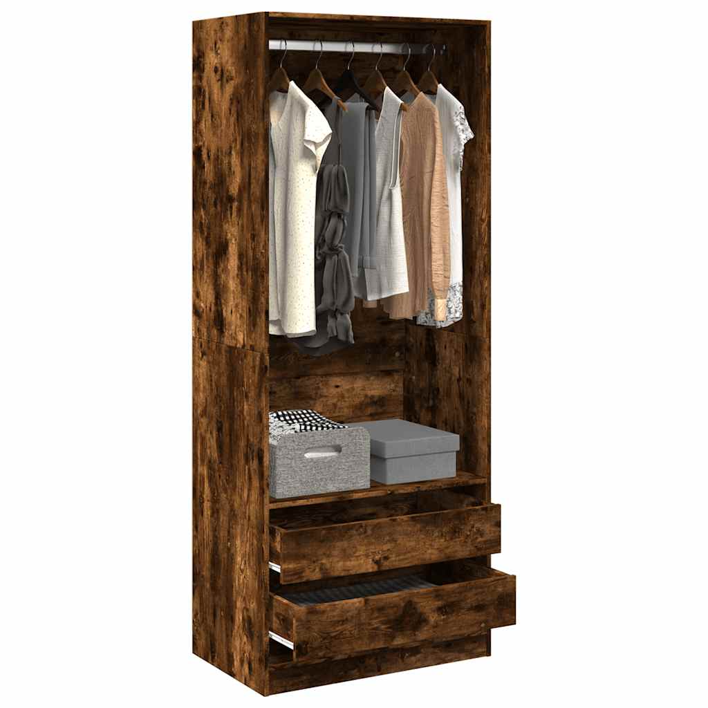 Garde-robe chêne fumé 80x50x200 cm bois d'ingénierie - XIOS
