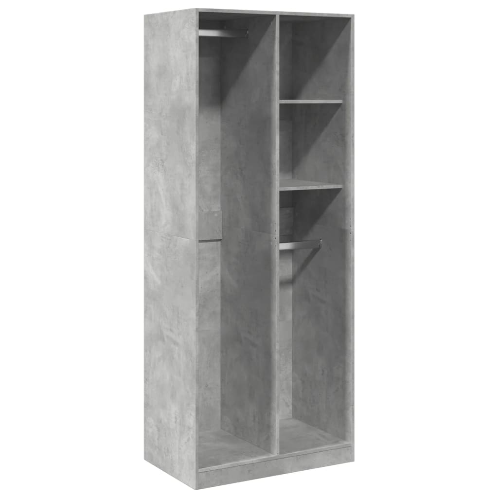 Garde-robe gris béton 80x50x200 cm bois d'ingénierie - XIOS