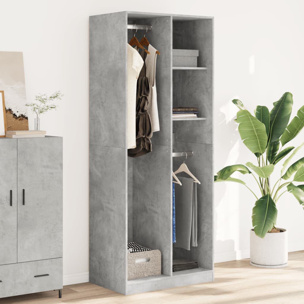 Garde-robe gris béton 80x50x200 cm bois d'ingénierie - XIOS
