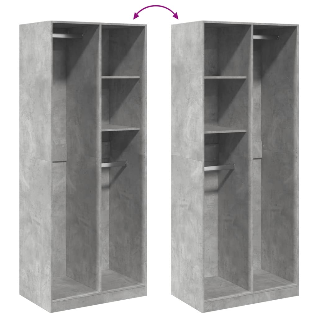 Garde-robe gris béton 80x50x200 cm bois d'ingénierie - XIOS