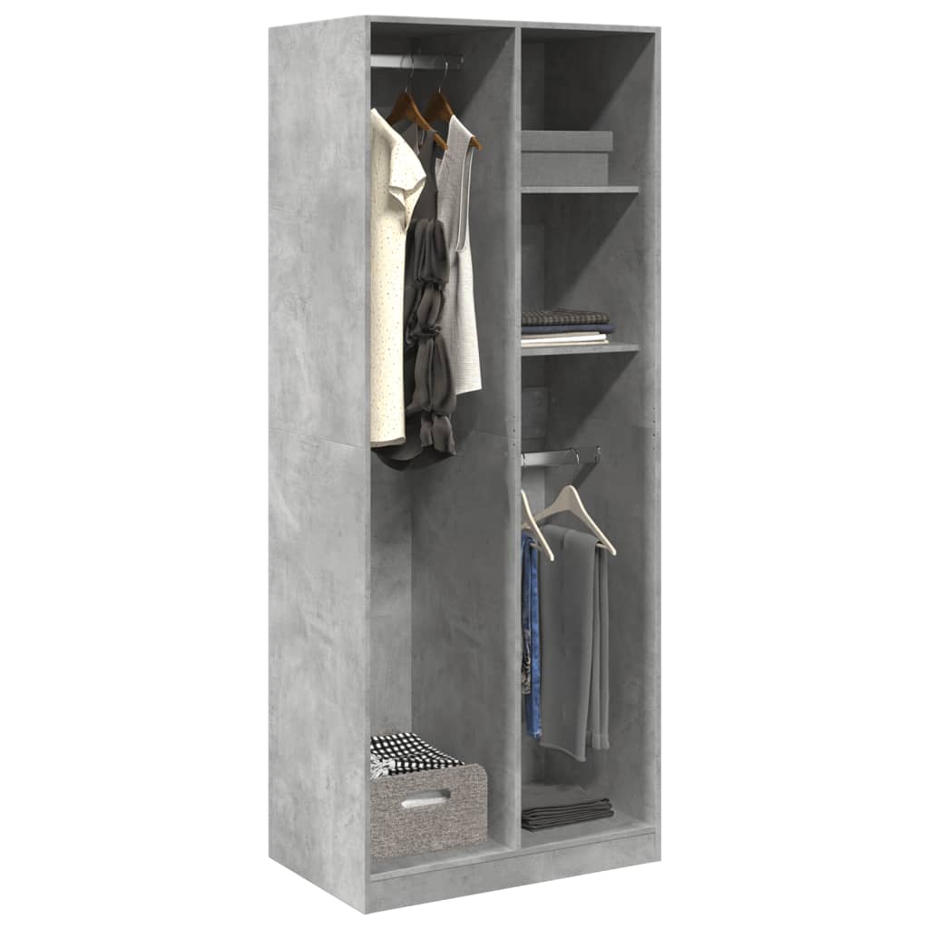 Garde-robe gris béton 80x50x200 cm bois d'ingénierie - XIOS