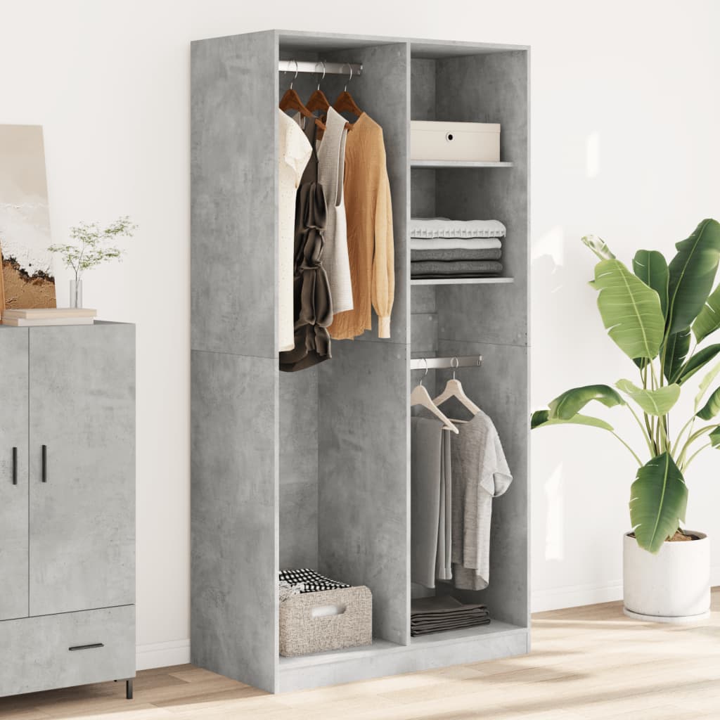 Garde-robe Gris béton 100x50x200 cm Aggloméré - XIOS