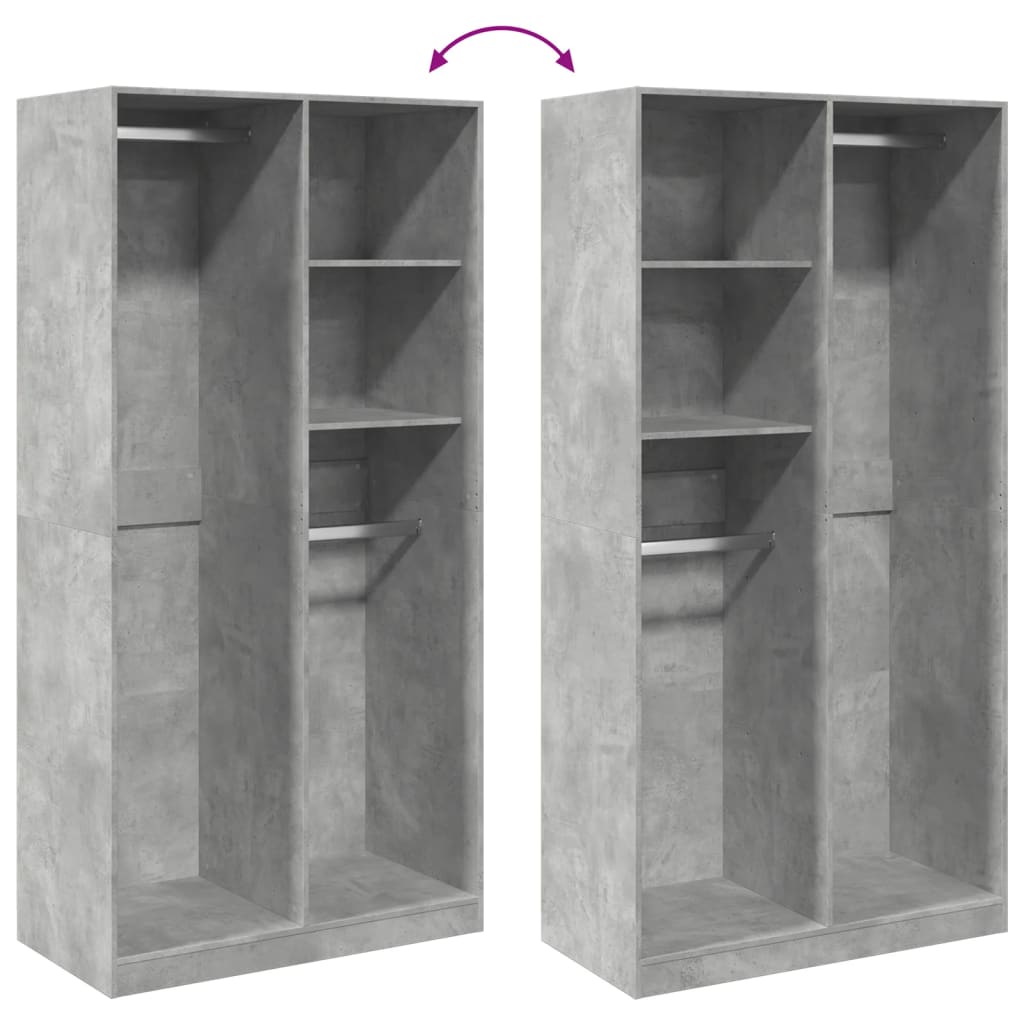 Garde-robe Gris béton 100x50x200 cm Aggloméré - XIOS
