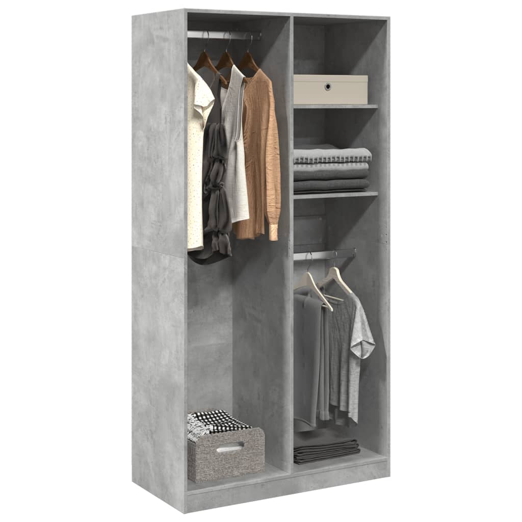Garde-robe Gris béton 100x50x200 cm Aggloméré - XIOS