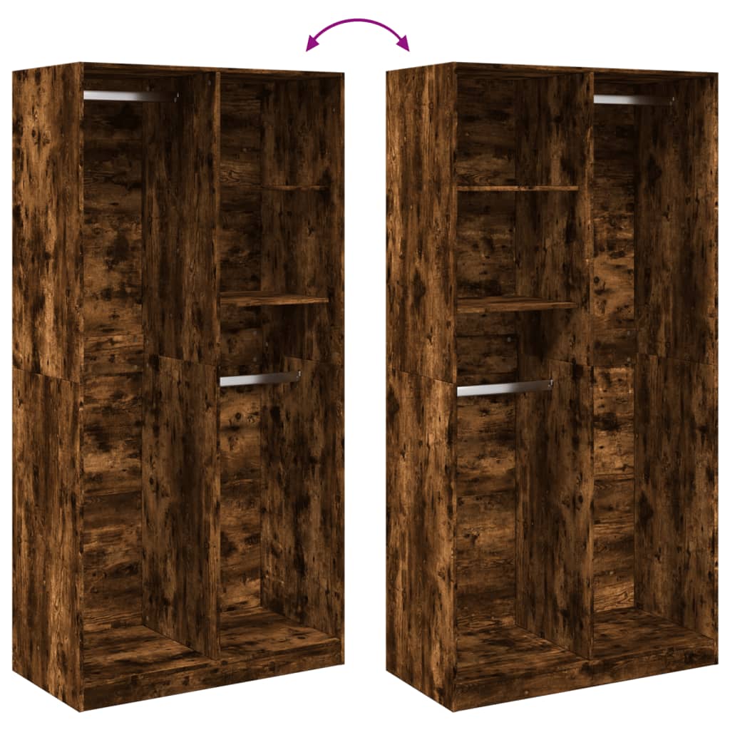 Garde-robe chêne fumé 100x50x200 cm bois d'ingénierie - XIOS