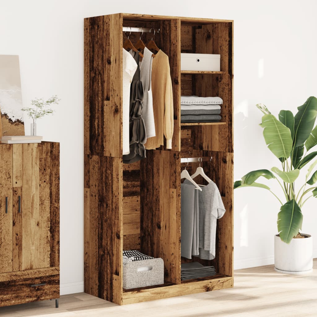 Garde-robe vieux bois 100x50x200 cm bois d'ingénierie - XIOS