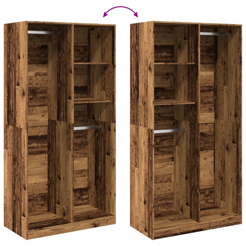 Garde-robe vieux bois 100x50x200 cm bois d'ingénierie - XIOS