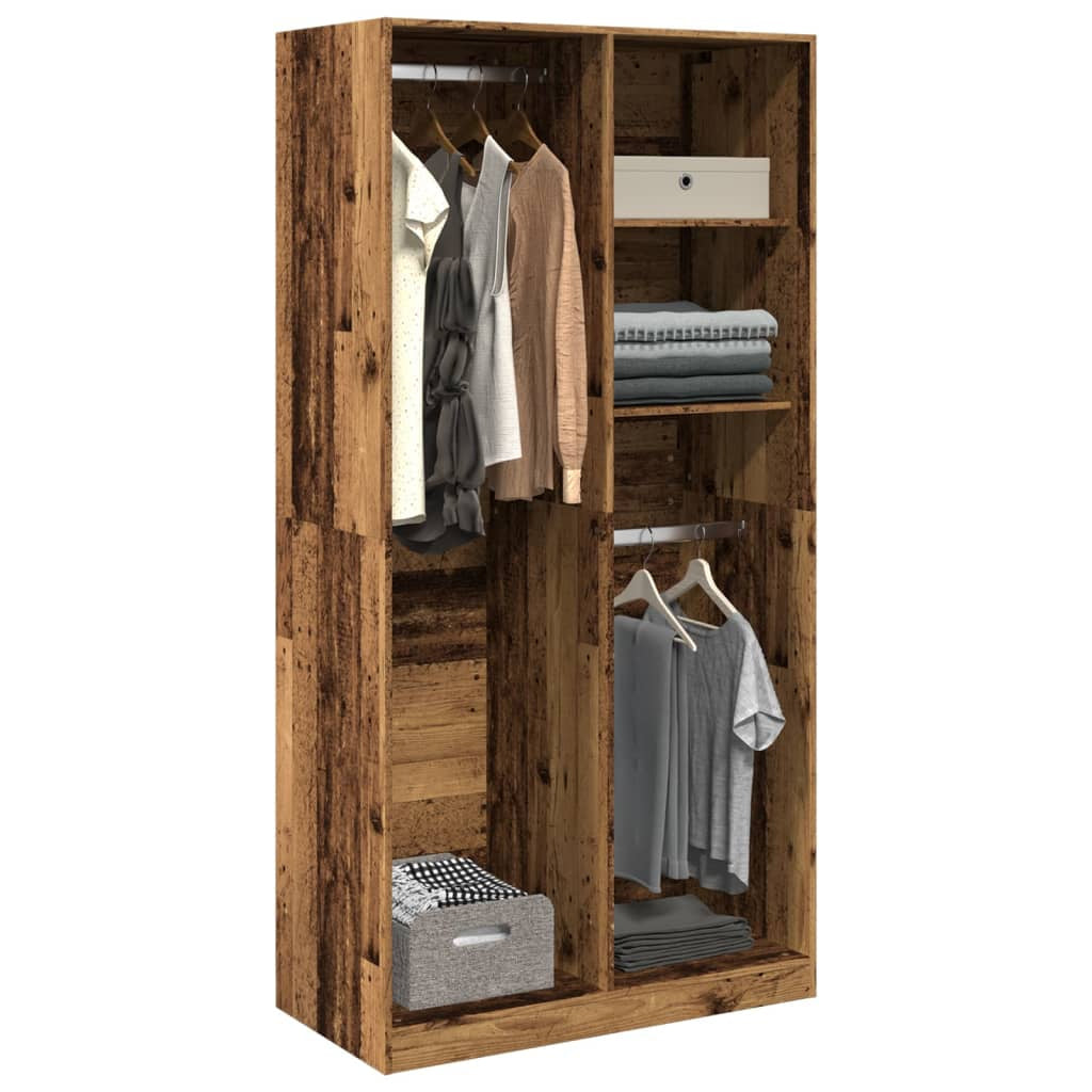 Garde-robe vieux bois 100x50x200 cm bois d’ingénierie - XIOS