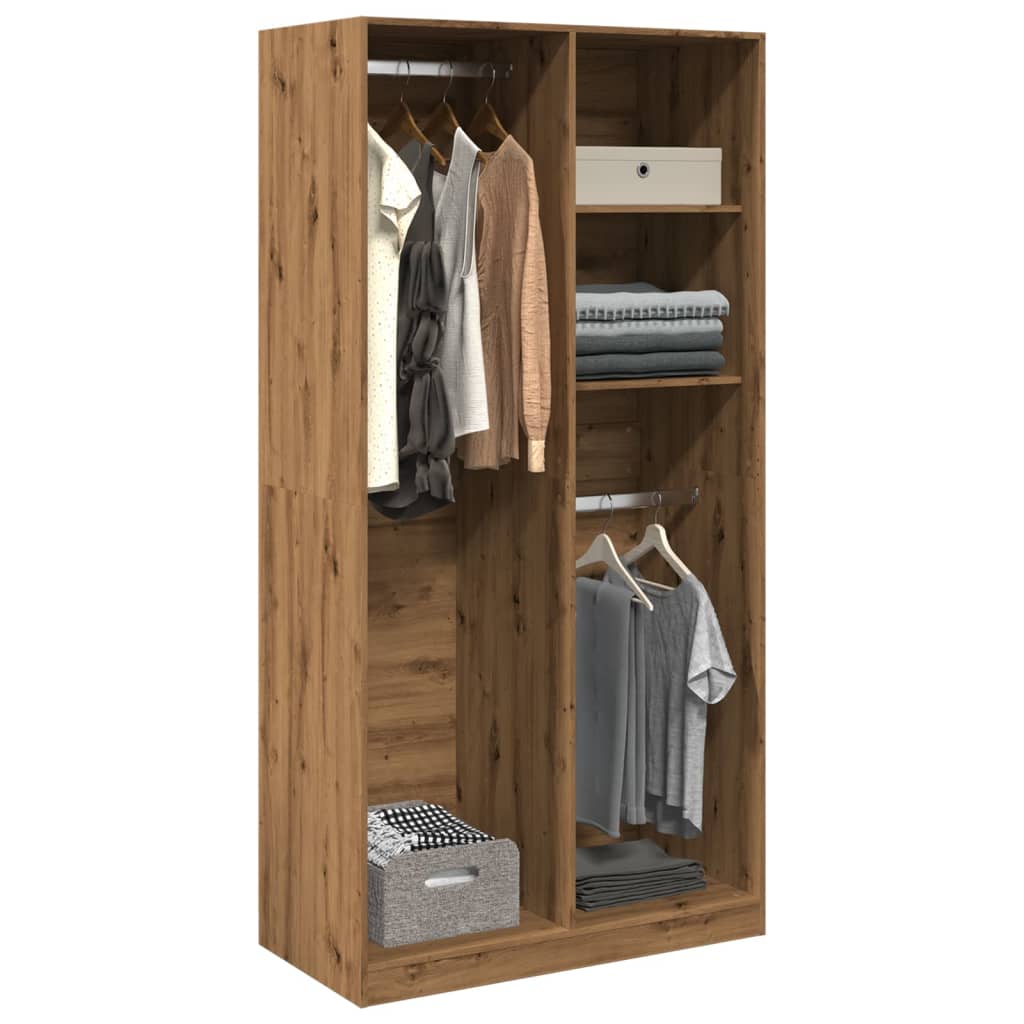 Garde-robe chêne artisanal 100x50x200 cm bois d'ingénierie - XIOS