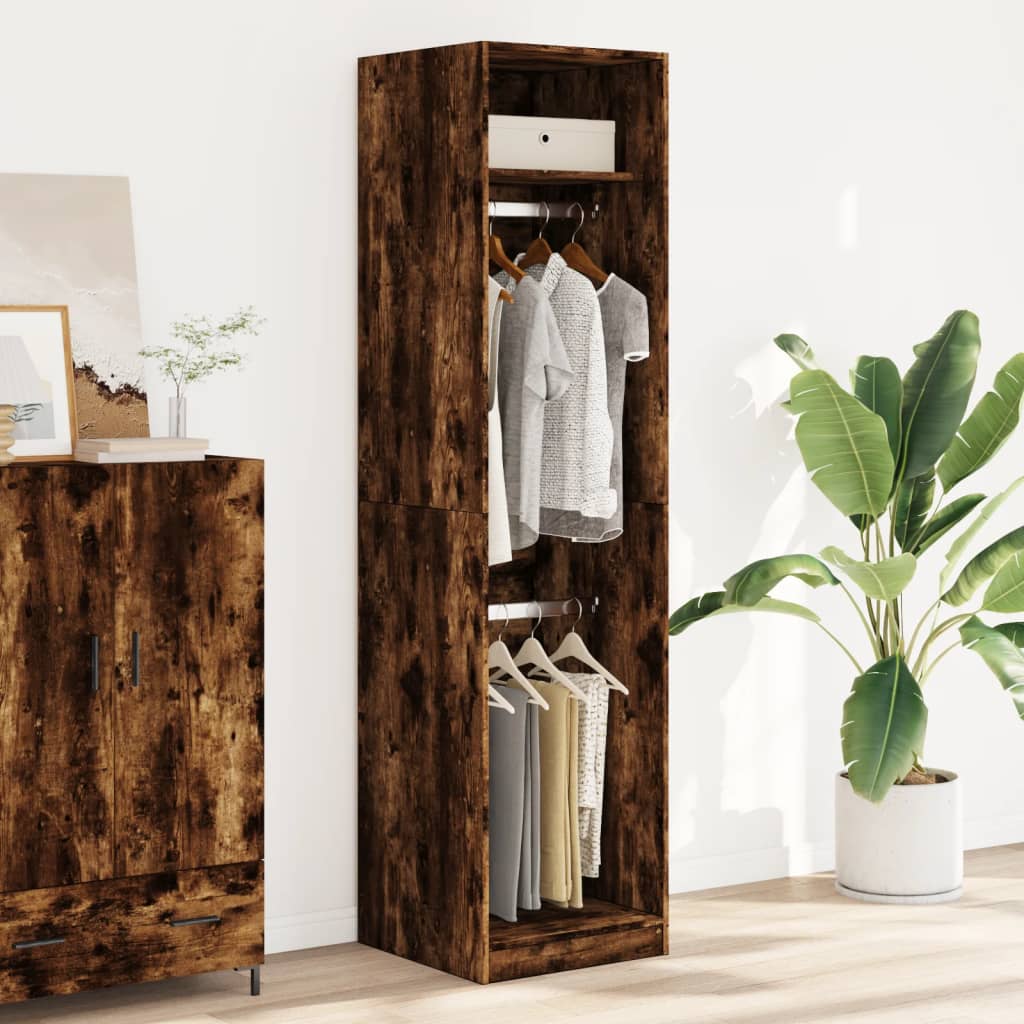 Garde-robe chêne fumé 50x50x200 cm bois d'ingénierie - XIOS