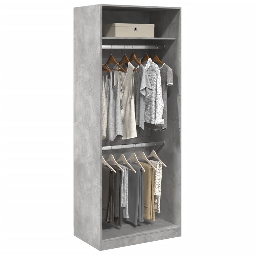 Garde-robe gris béton 80x50x200 cm bois d'ingénierie - XIOS
