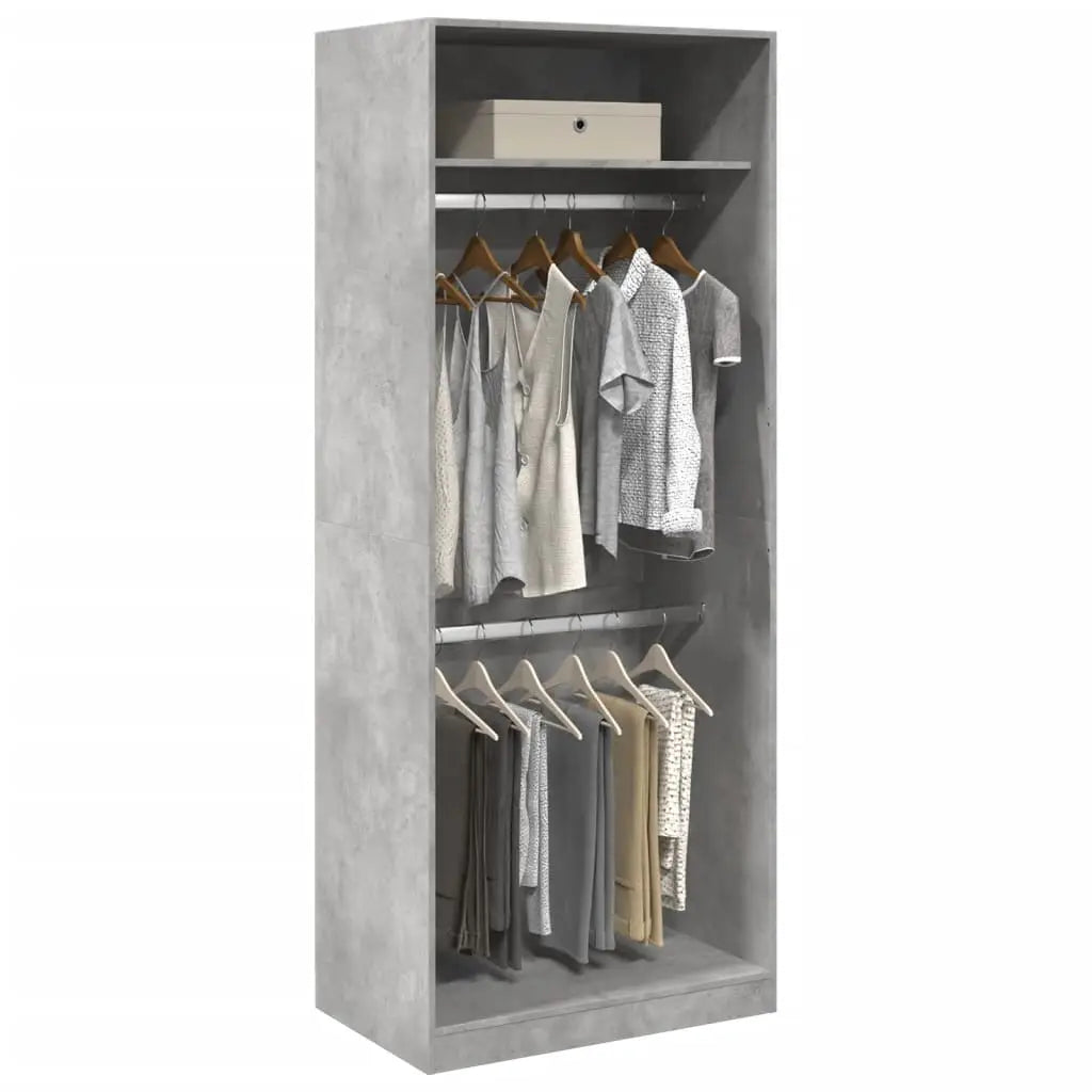 Garde-robe gris béton 80x50x200 cm bois d’ingénierie - XIOS