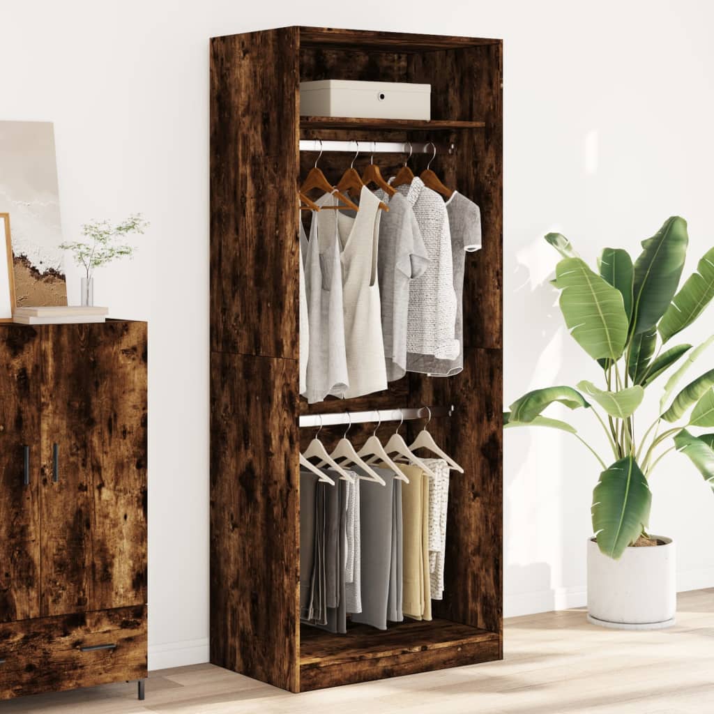 Garde-robe chêne fumé 80x50x200 cm bois d'ingénierie - XIOS