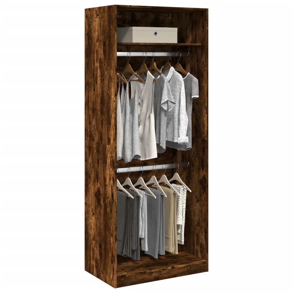 Garde-robe chêne fumé 80x50x200 cm bois d'ingénierie - XIOS