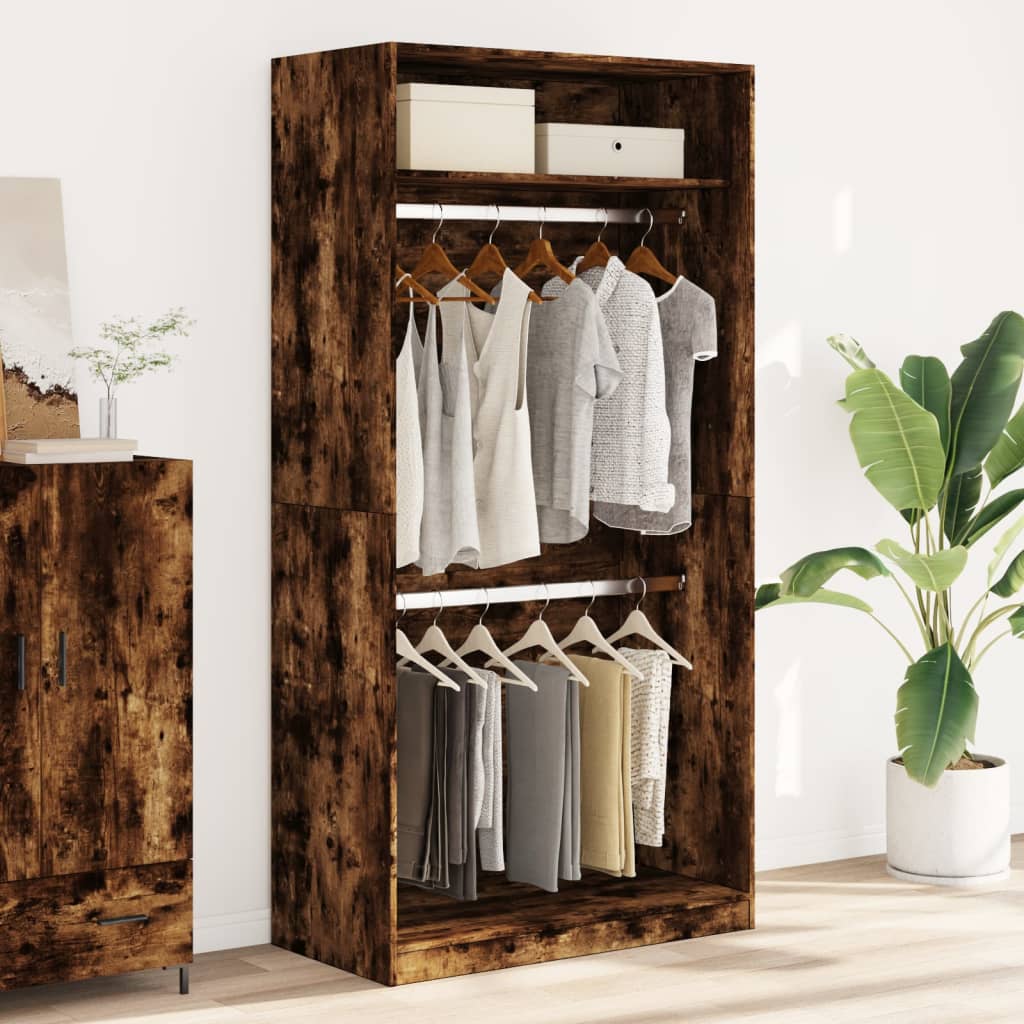 Garde-robe chêne fumé 100x50x200 cm bois d'ingénierie - XIOS