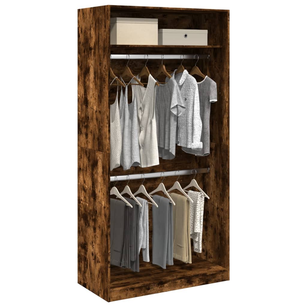 Garde-robe chêne fumé 100x50x200 cm bois d'ingénierie - XIOS
