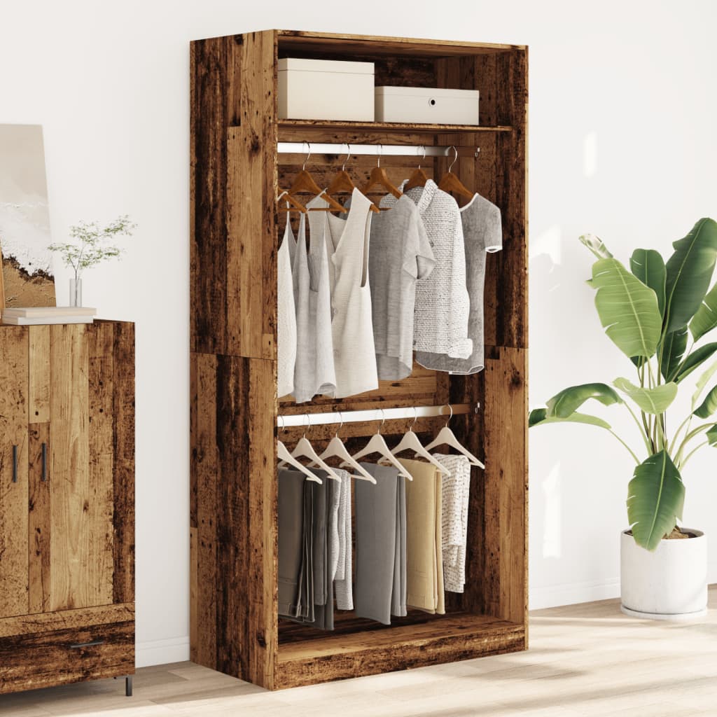 Garde-robe vieux bois 100x50x200 cm bois d'ingénierie - XIOS
