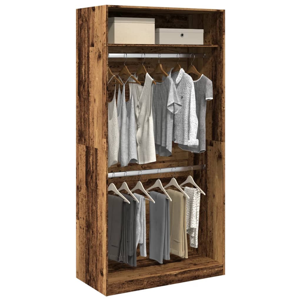 Garde-robe vieux bois 100x50x200 cm bois d'ingénierie - XIOS