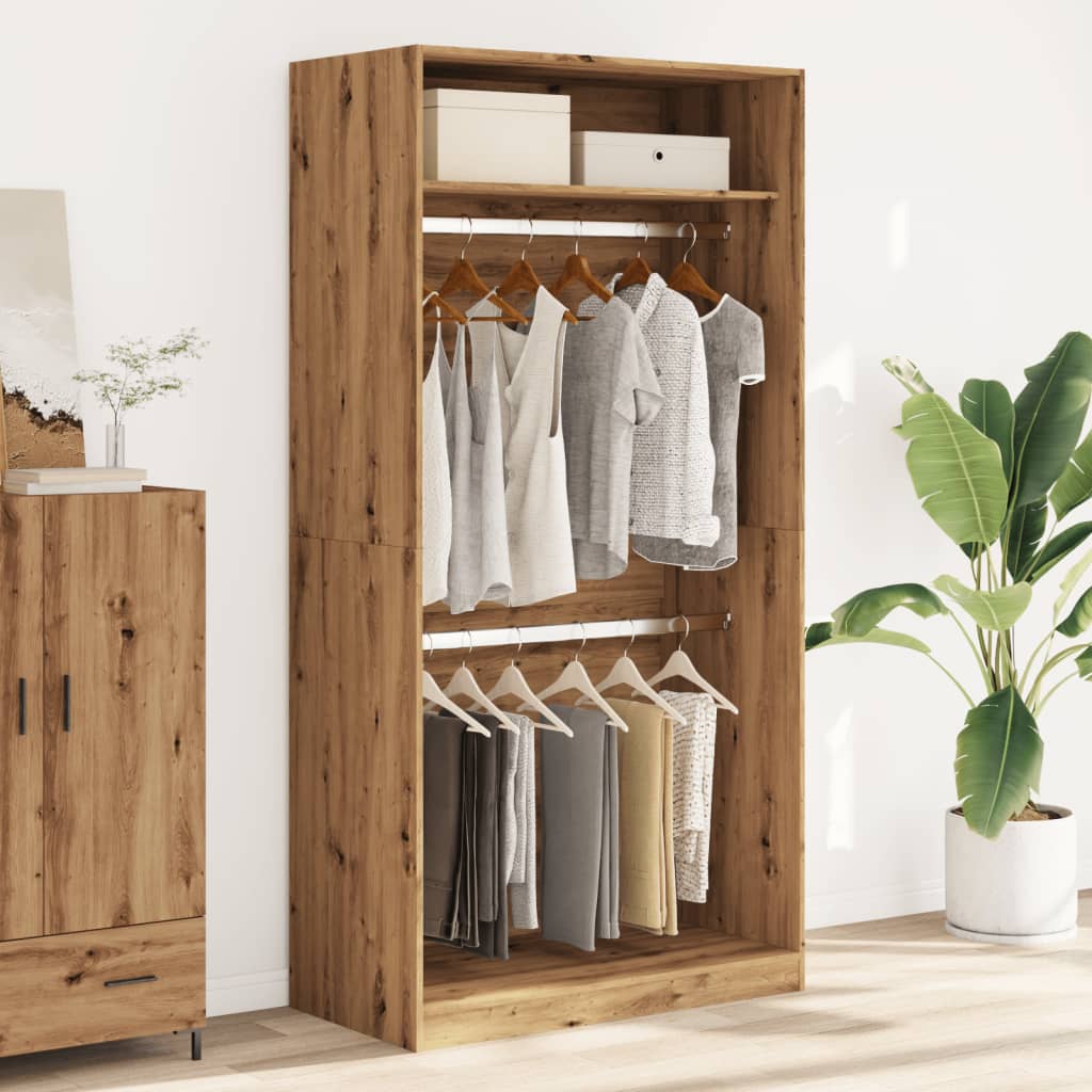 Garde-robe chêne artisanal 100x50x200 cm bois d'ingénierie - XIOS