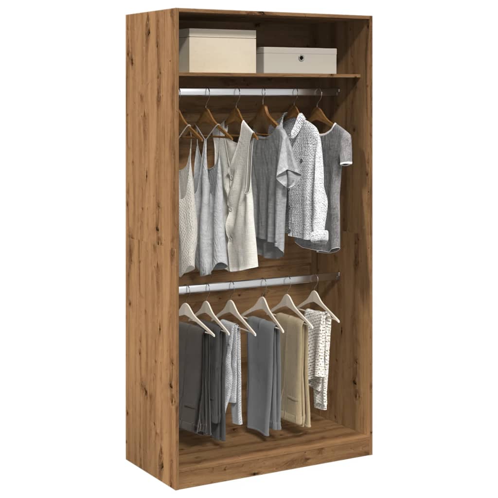Garde-robe chêne artisanal 100x50x200 cm bois d'ingénierie - XIOS