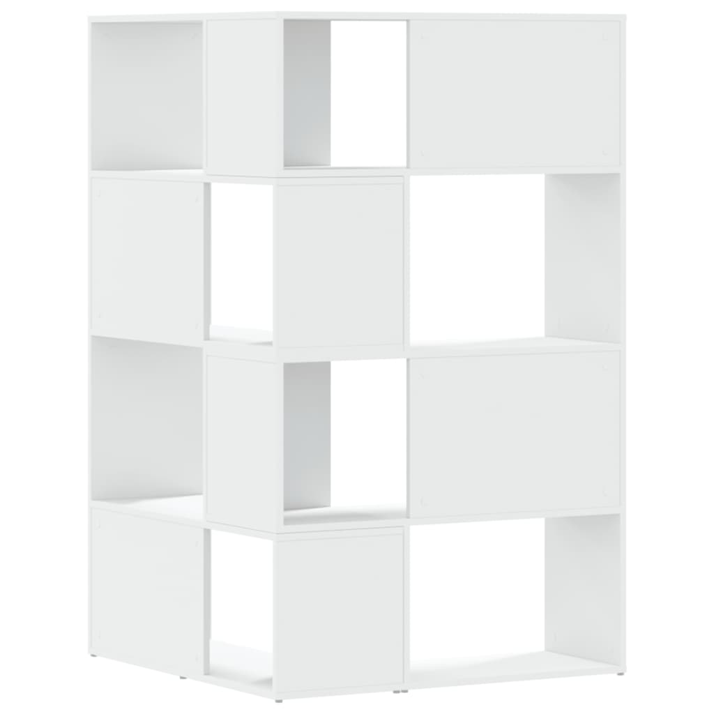 Bibliothèque d'angle à 4 niveaux blanc bois d'ingénierie - XIOS