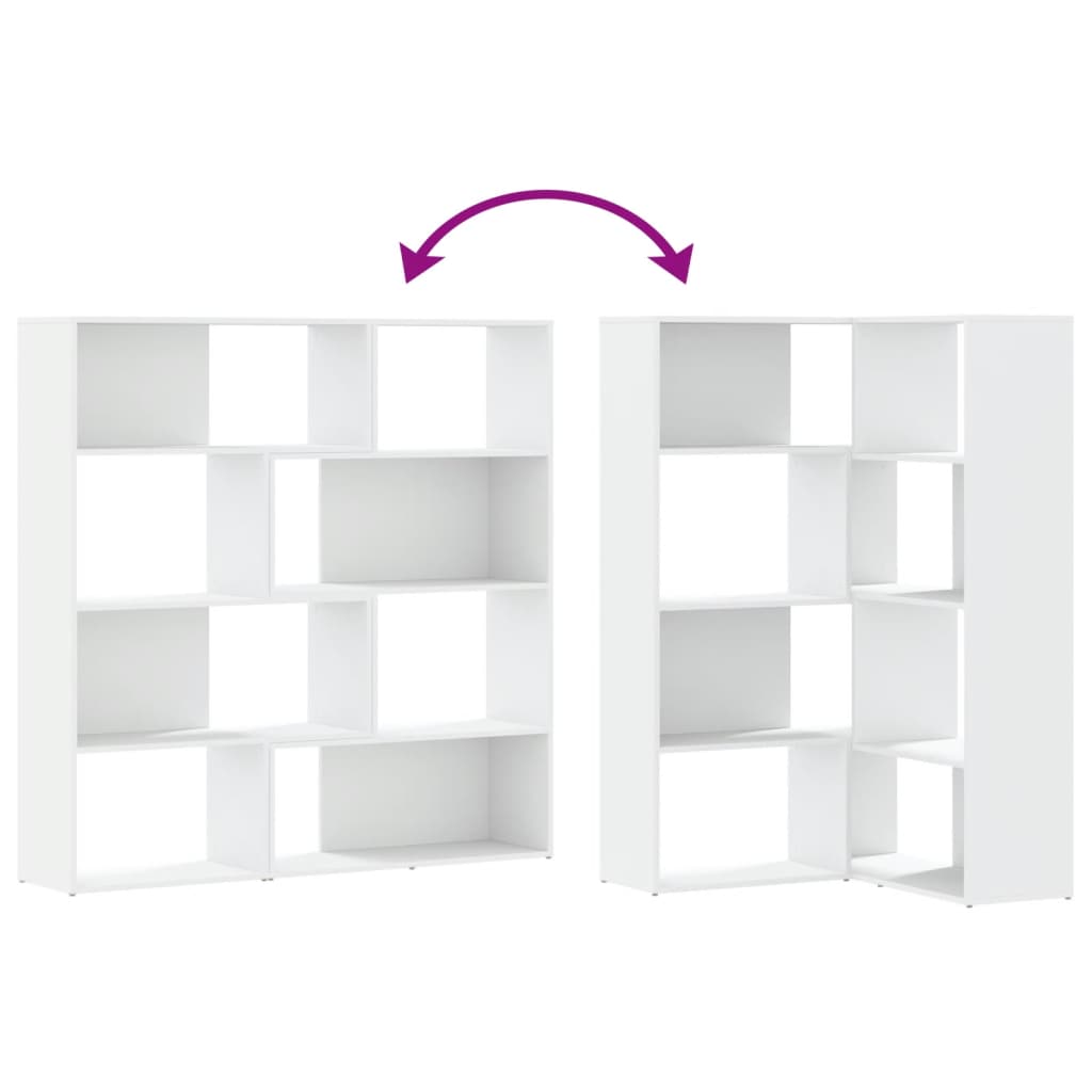 Bibliothèque d'angle à 4 niveaux blanc bois d'ingénierie - XIOS