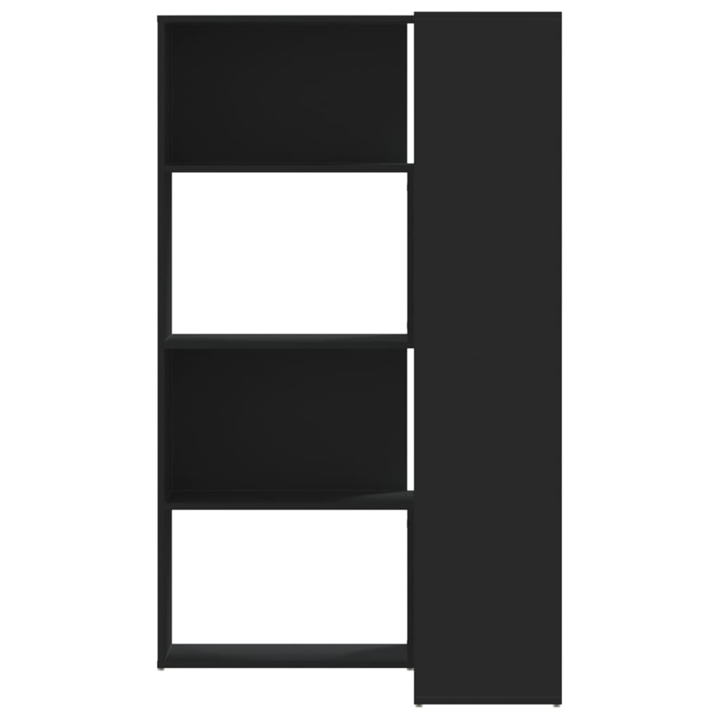 Bibliothèque d'angle à 4 niveaux noir bois d'ingénierie - XIOS