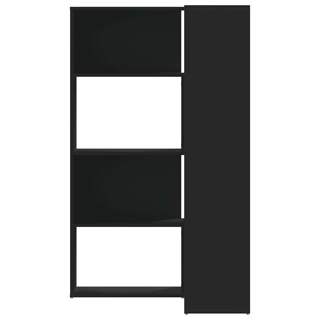 Bibliothèque d'angle à 4 niveaux noir bois d'ingénierie - XIOS