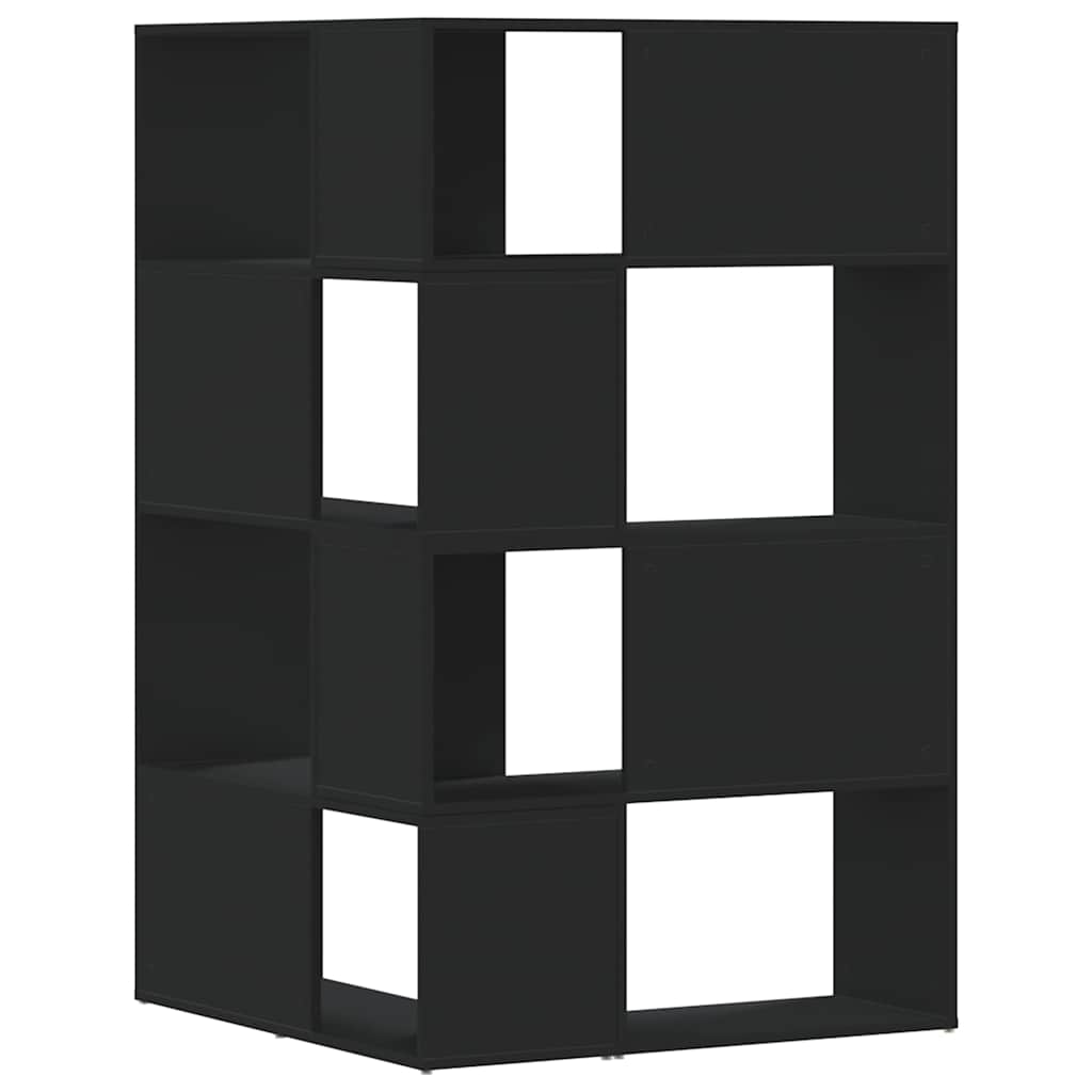 Bibliothèque d'angle à 4 niveaux noir bois d'ingénierie - XIOS