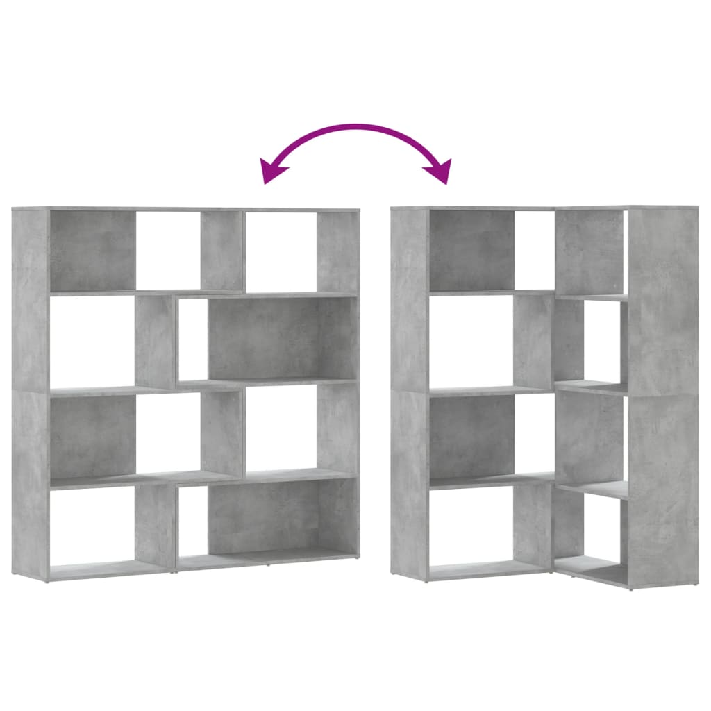 Bibliothèque d'angle à 4 niveaux gris béton bois d'ingénierie - XIOS