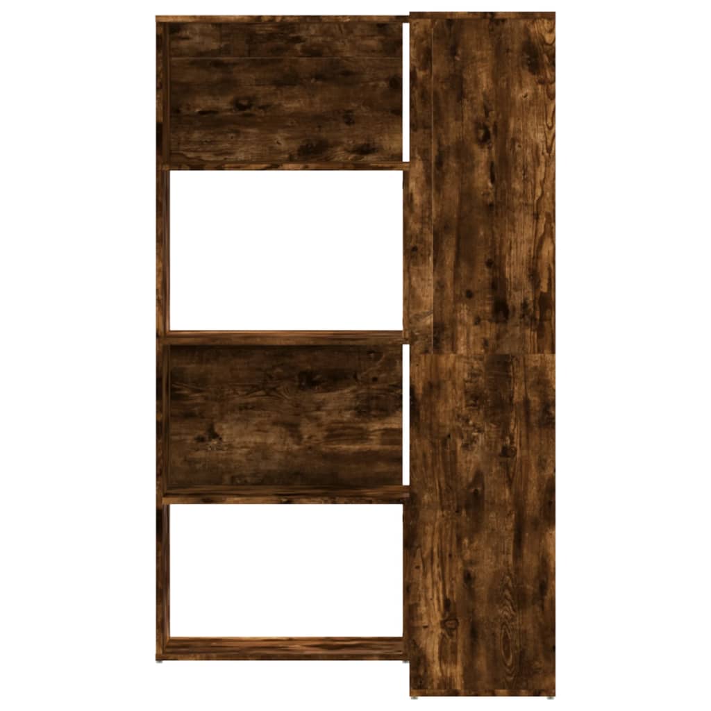 Bibliothèque d'angle à 4 niveaux chêne fumé bois d'ingénierie - XIOS