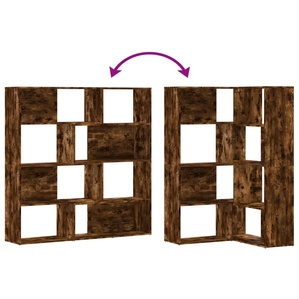 Bibliothèque d'angle à 4 niveaux chêne fumé bois d'ingénierie - XIOS